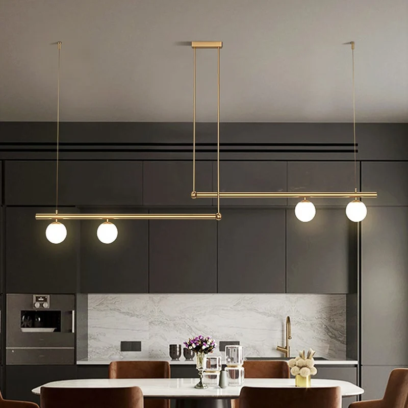 Lineaire Hanglamp Metaal Glas Zwart Goud Meerdere Lichtpunten Eettafel Woonkamer Keukeneiland LED Modern | Sansoti