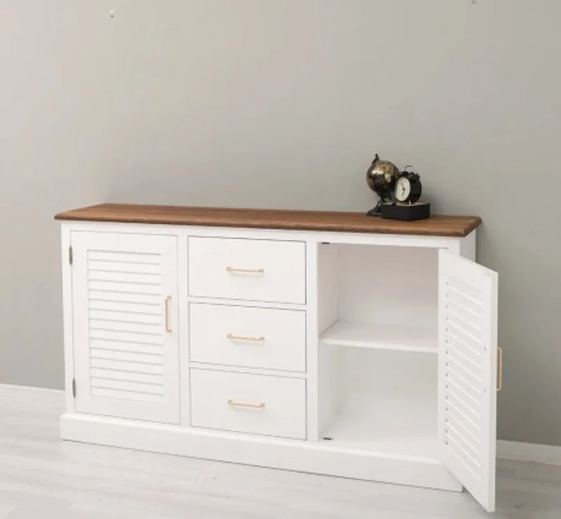 Casa Padrino Sideboard im Landhausstil mit 2 Türen, 3 Schubladen und Eichenholzplatte, 158 x 37 x 90 cm