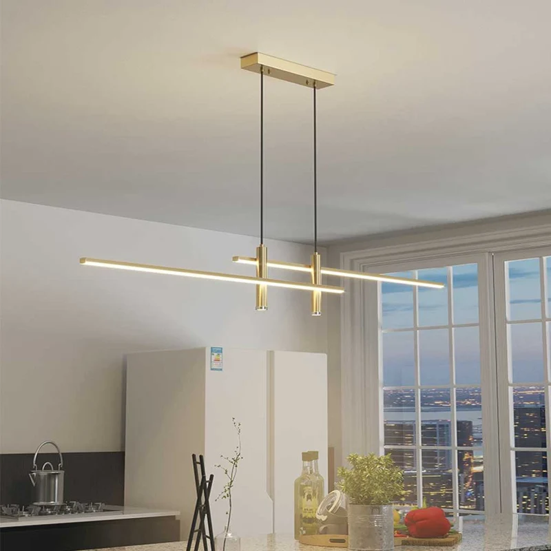 Hanglamp Minimalistisch LED met Spotlights Zwart Goud Aluminium Dimbaar Afstandsbediening voor Eetkamer | Sansoti