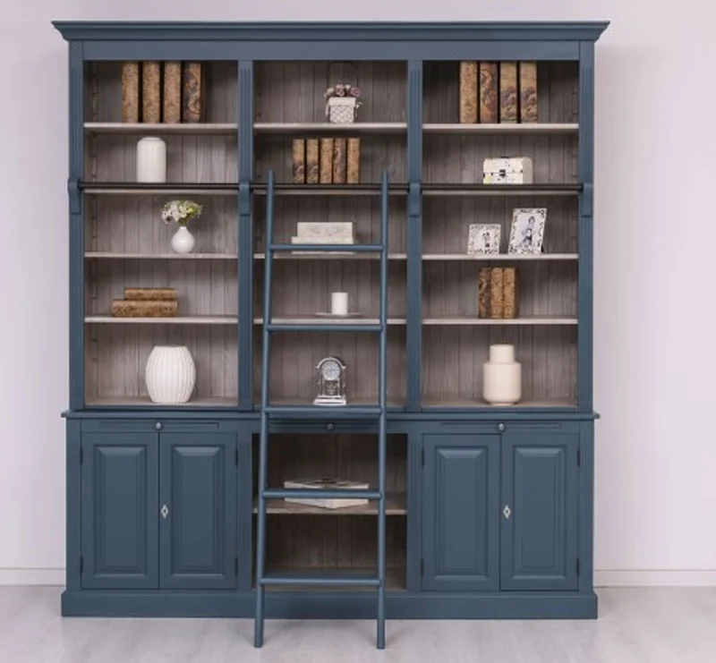 Casa Padrino Bücherregal im Landhausstil mit 4 Türen und 1 Ablage, 229 x 51 x 244 cm