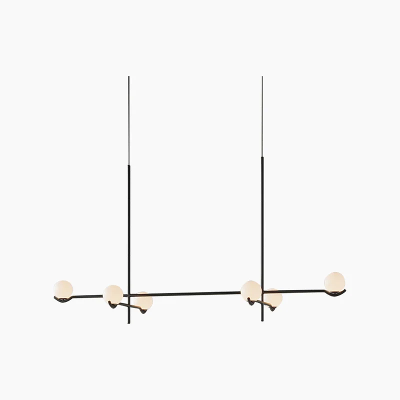 Hanglamp met Glazen Bollen Meerlichts Kroonluchter Zwart Goud Modern Design voor Eetkamer en Woonkamer | Sansoti