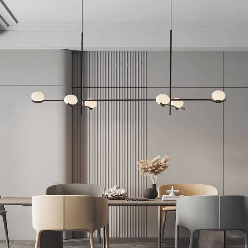 Hanglamp met Glazen Bollen Meerlichts Kroonluchter Zwart Goud Modern Design voor Eetkamer en Woonkamer | Sansoti