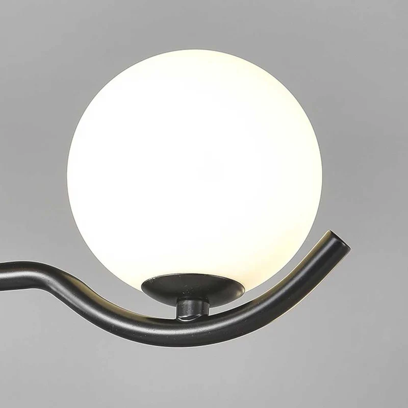 Hanglamp met Glazen Bollen Meerlichts Kroonluchter Zwart Goud Modern Design voor Eetkamer en Woonkamer | Sansoti