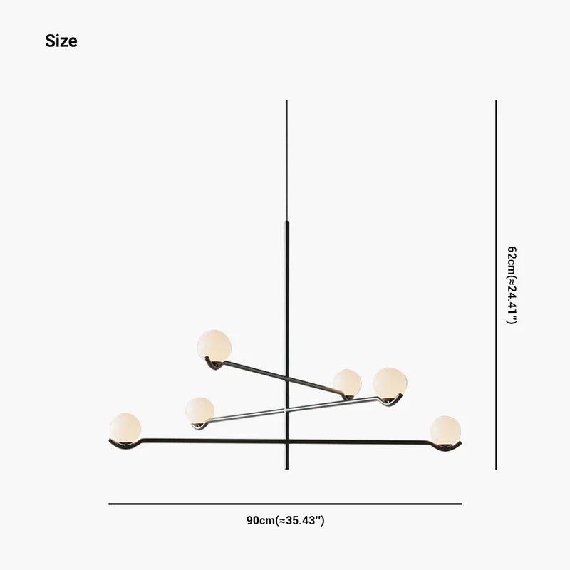 Hanglamp met Glazen Bollen Meerlichts Kroonluchter Zwart Goud Modern Design voor Eetkamer en Woonkamer | Sansoti