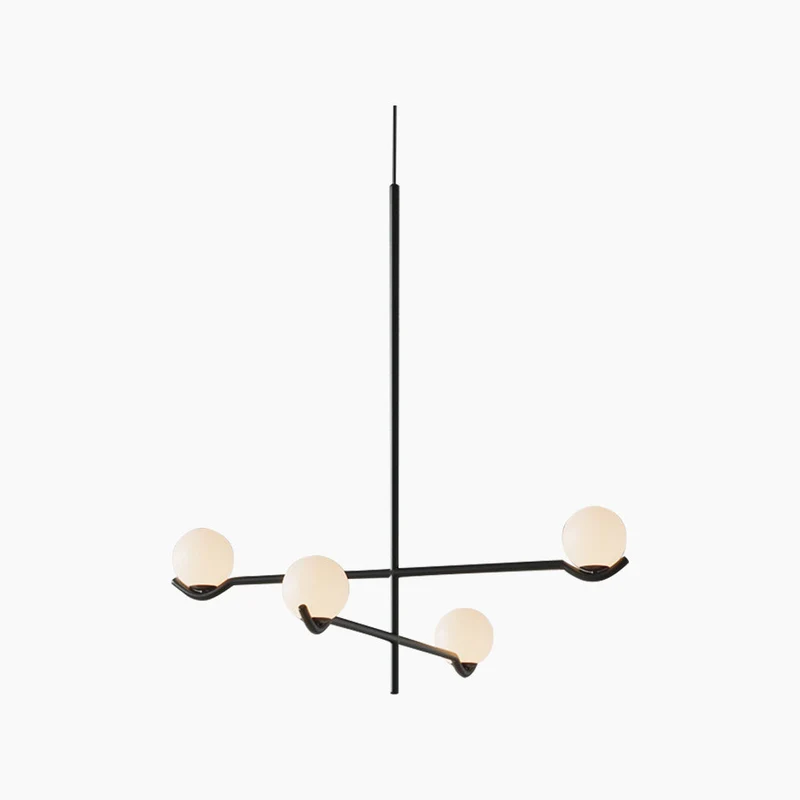 Hanglamp met Glazen Bollen Meerlichts Kroonluchter Zwart Goud Modern Design voor Eetkamer en Woonkamer | Sansoti