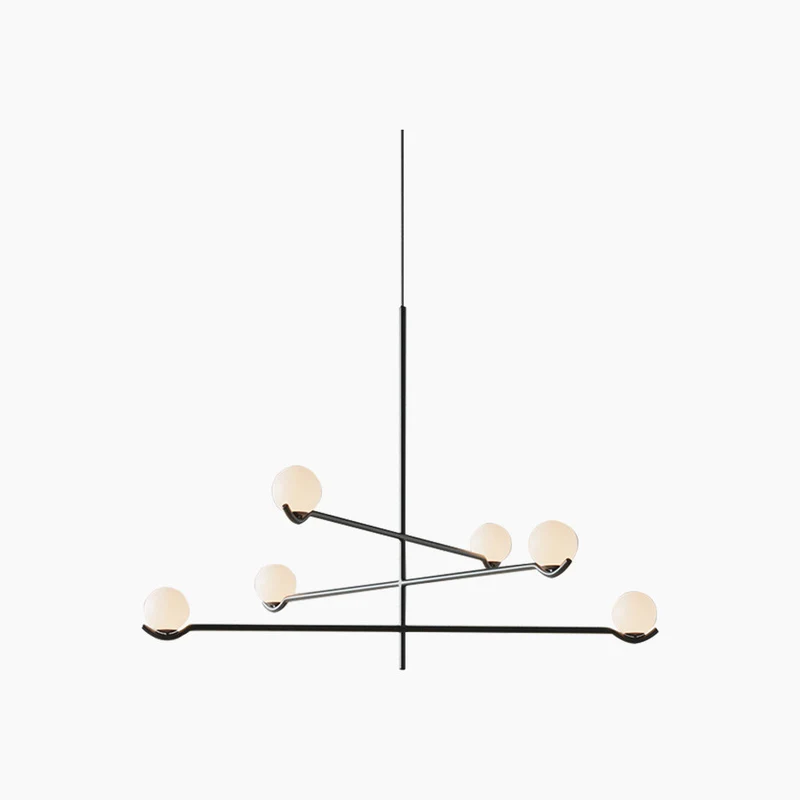 Hanglamp met Glazen Bollen Meerlichts Kroonluchter Zwart Goud Modern Design voor Eetkamer en Woonkamer | Sansoti