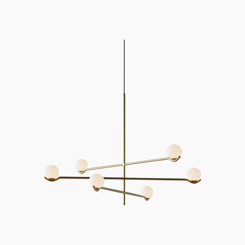 Hanglamp met Glazen Bollen Meerlichts Kroonluchter Zwart Goud Modern Design voor Eetkamer en Woonkamer | Sansoti