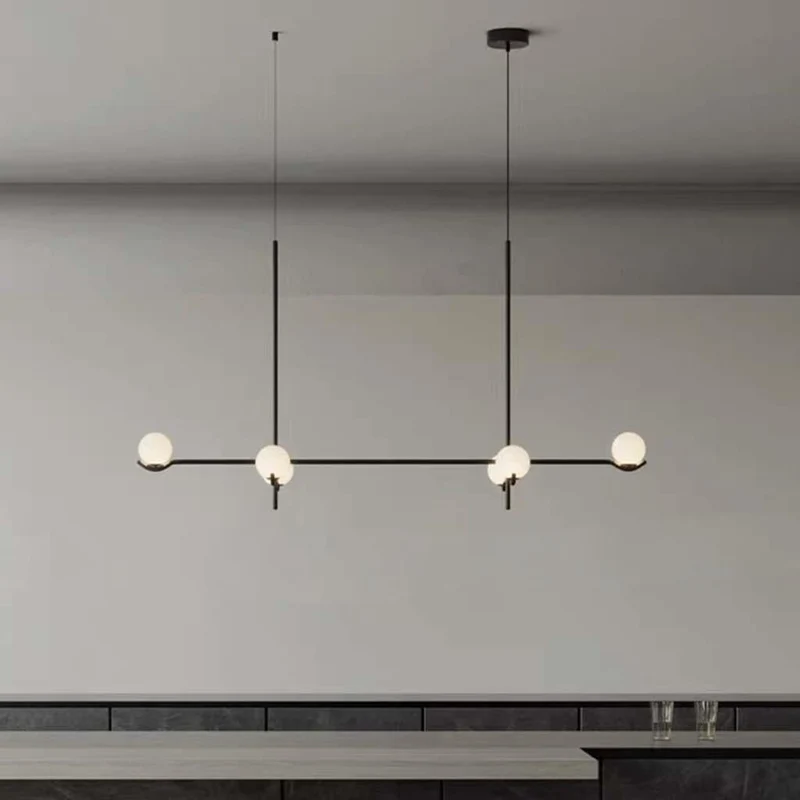 Hanglamp met Glazen Bollen Meerlichts Kroonluchter Zwart Goud Modern Design voor Eetkamer en Woonkamer | Sansoti