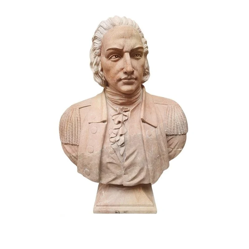 Casa Padrino Luxus Marmor Skulptur Herrenbüste im Rokoko Stil Beige / Rosé - Handgefertigte Marmorbüste - Deko Skulptur