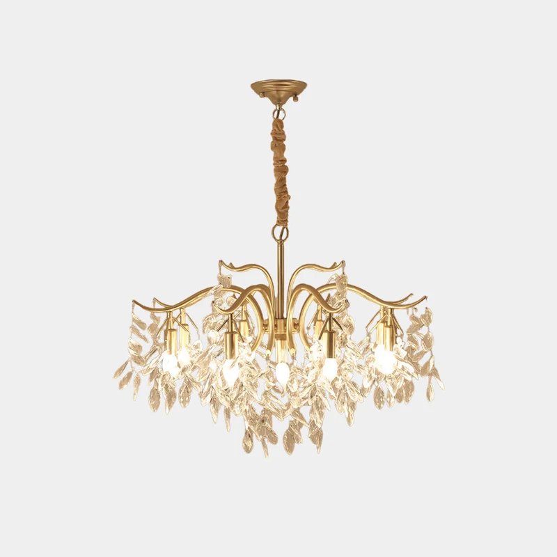 Kroonluchter Kristal Goud Verstelbaar LED Licht – K9 Kristal Metaal Design voor Eetkamer en Slaapkamer | Sansoti