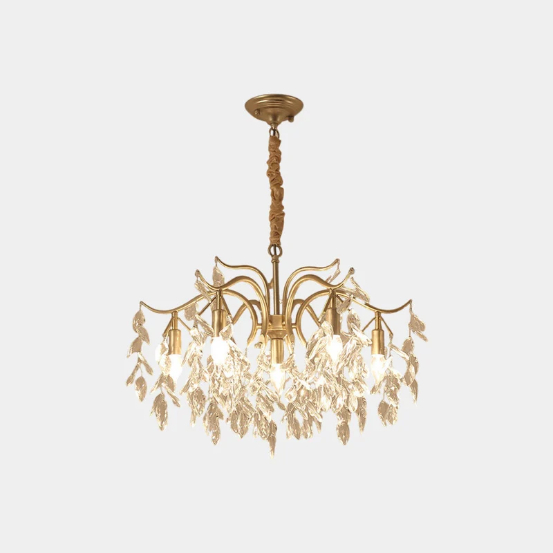 Kroonluchter Kristal Goud Verstelbaar LED Licht – K9 Kristal Metaal Design voor Eetkamer en Slaapkamer | Sansoti