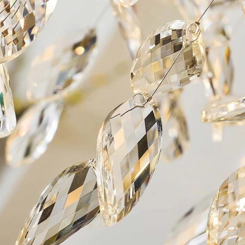 Kroonluchter Kristal Goud Verstelbaar LED Licht – K9 Kristal Metaal Design voor Eetkamer en Slaapkamer | Sansoti