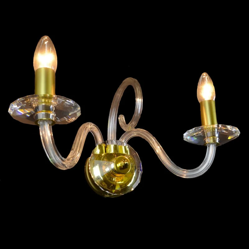 Casa Padrino Luxus Barock Kristall Tischleuchte Gold 40 x 17 x H. 20 cm - Prunkvolle Messing Tischleuchte mit böhmischem Kristallglas - Barock Möbel - Edel & Prunkvoll