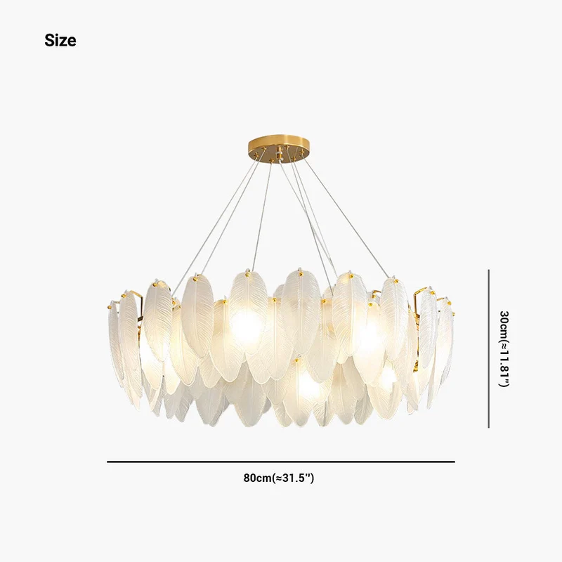 Kroonluchter Glazen Veren Rond Rechthoekig Goud Wit LED Plafondlamp Modern Scandinavisch Luxe Verlichting | Sansoti