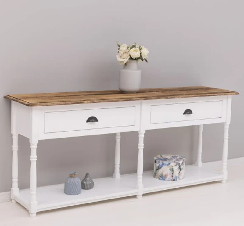 Casa Padrino Konsole im Landhausstil mit 2 Schubladen, 180 x 45 x 76 cm