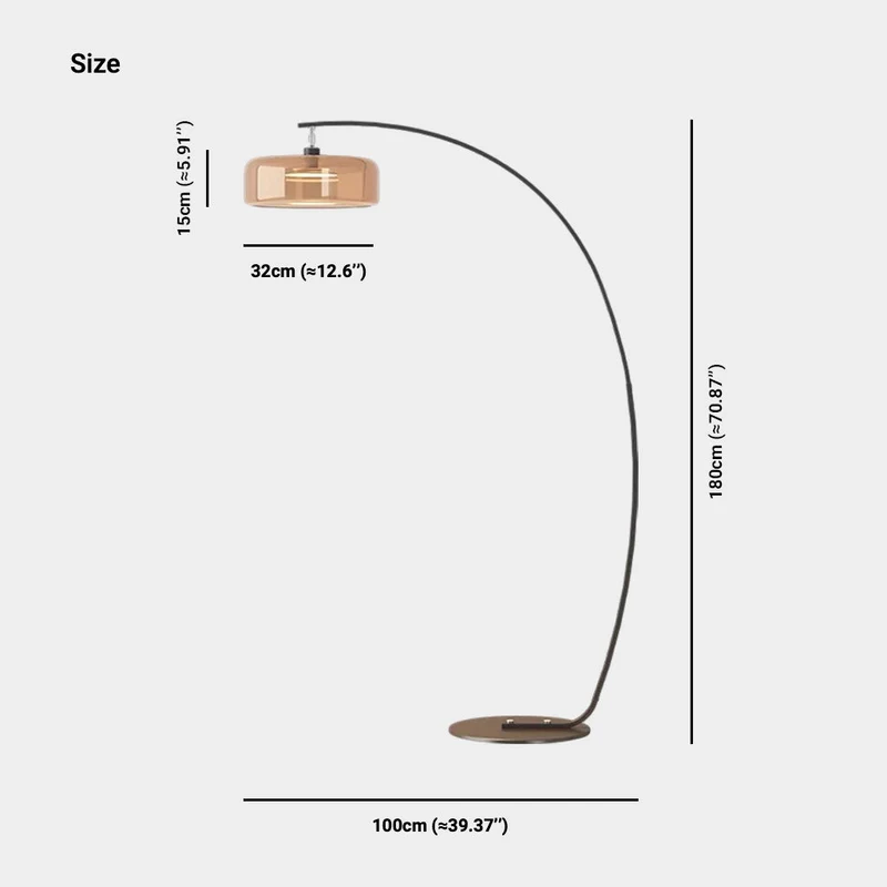 Gebogen Staande Vloerlamp Glazen Kap IJzeren Voet Dimbaar Modern Design Leeslamp Woonkamer Slaapkamer | Sansoti