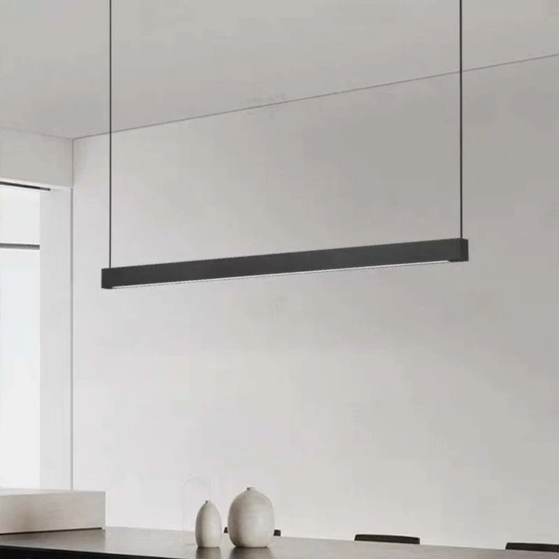 Lineaire Hanglamp LED Dimbaar Zwart Aluminium Boven en Beneden Licht voor Keukeneiland Eettafel Woonkamer | Sansoti
