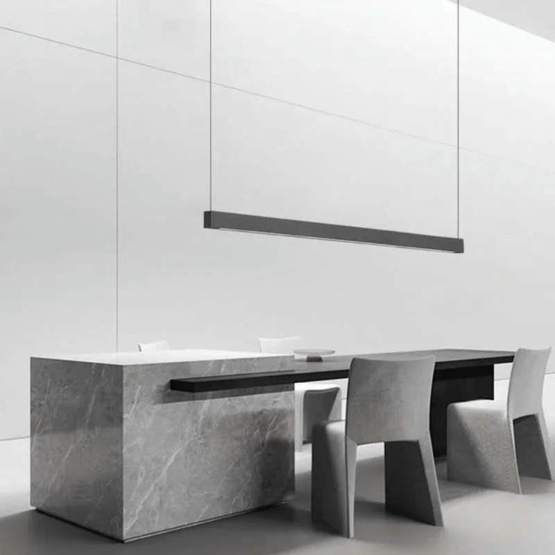 Lineaire Hanglamp LED Dimbaar Zwart Aluminium Boven en Beneden Licht voor Keukeneiland Eettafel Woonkamer | Sansoti