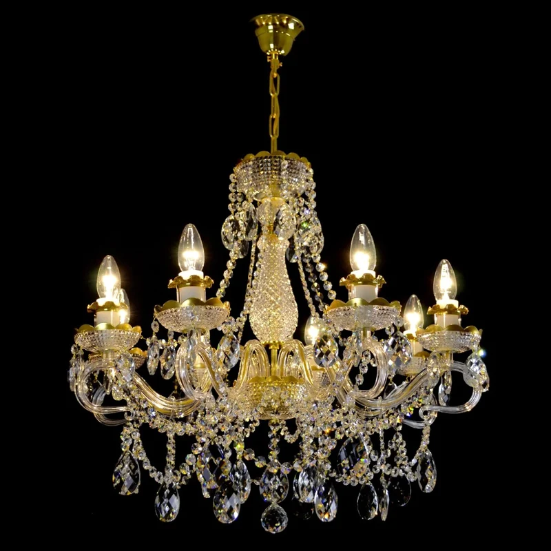 Casa Padrino Luxus Barock Kristall Kronleuchter Gold Ø 65 x H. 62 cm - Prunkvoller Messing Kronleuchter mit böhmischem Kristallglas - Barock Möbel - Edel & Prunkvoll
