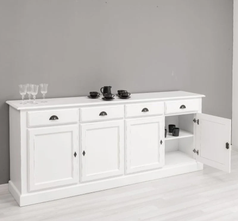 Casa Padrino Sideboard im Landhausstil mit 4 Türen und 4 Schubladen, 224 x 45 x 90 cm