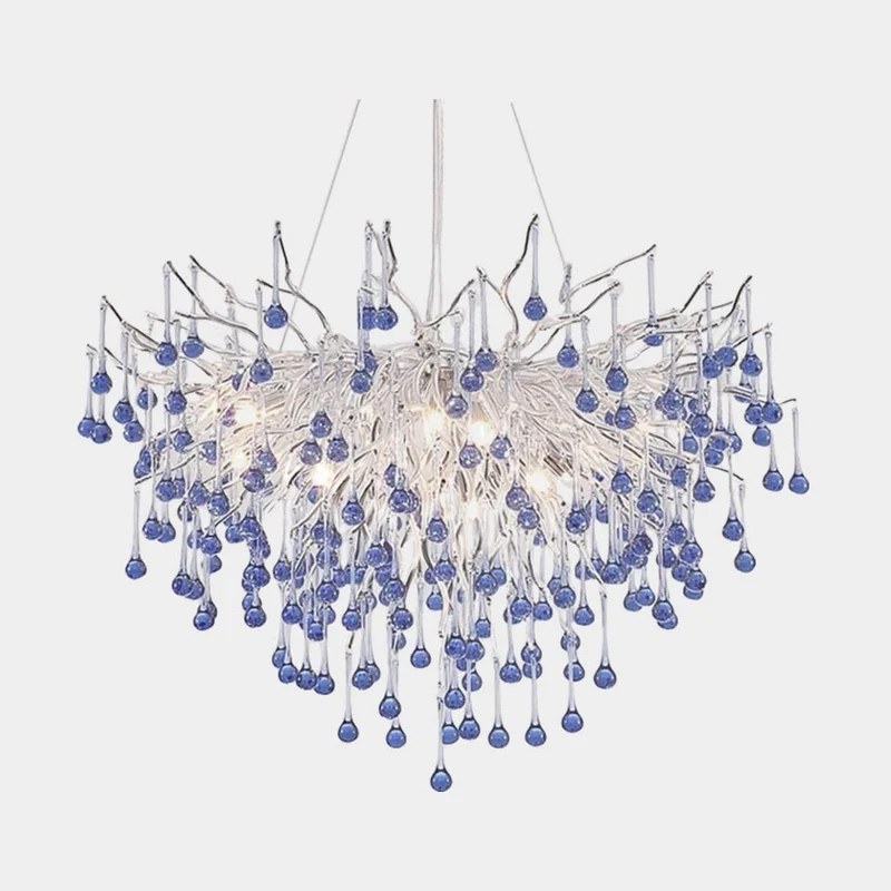 Kristallen Druppel Kroonluchter Takdesign Roze Blauw Rond Ovaal Dimbaar 40-250cm Meisjes Slaapkamer Plafondlamp | Sansoti