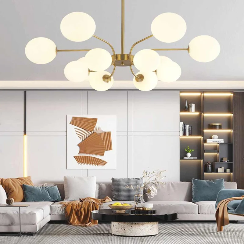 Glazen Bol Kroonluchter Nordic Modern IJzer Hanglamp Verstelbaar Licht Woonkamer Slaapkamer Eetkamer | Sansoti