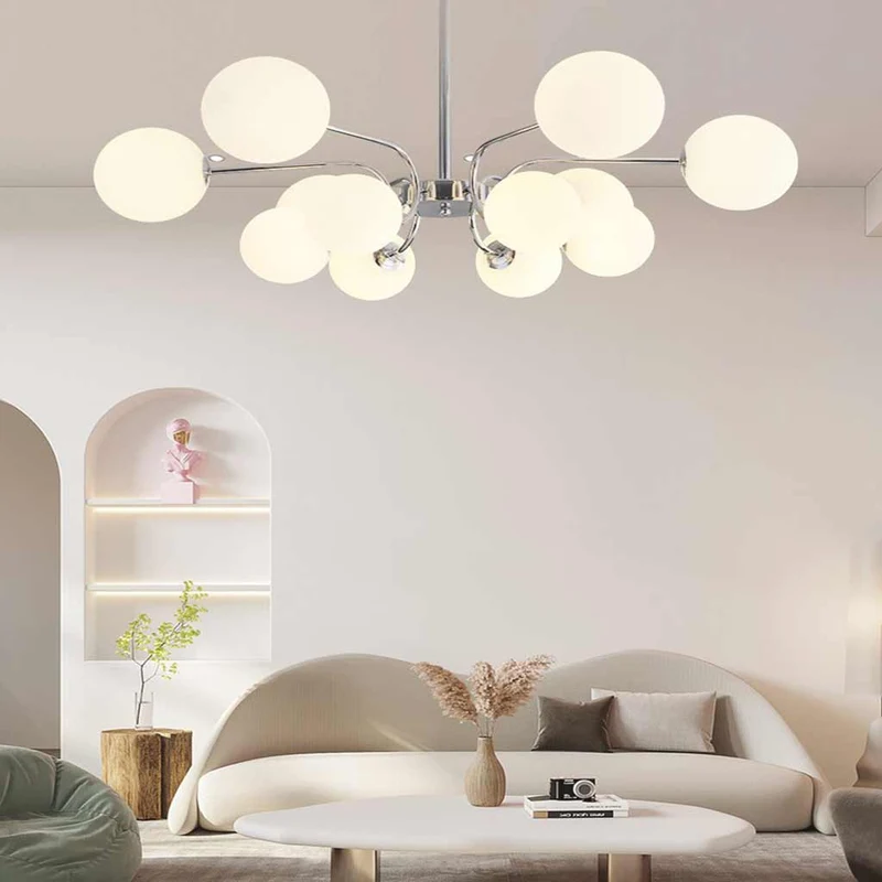 Glazen Bol Kroonluchter Nordic Modern IJzer Hanglamp Verstelbaar Licht Woonkamer Slaapkamer Eetkamer | Sansoti