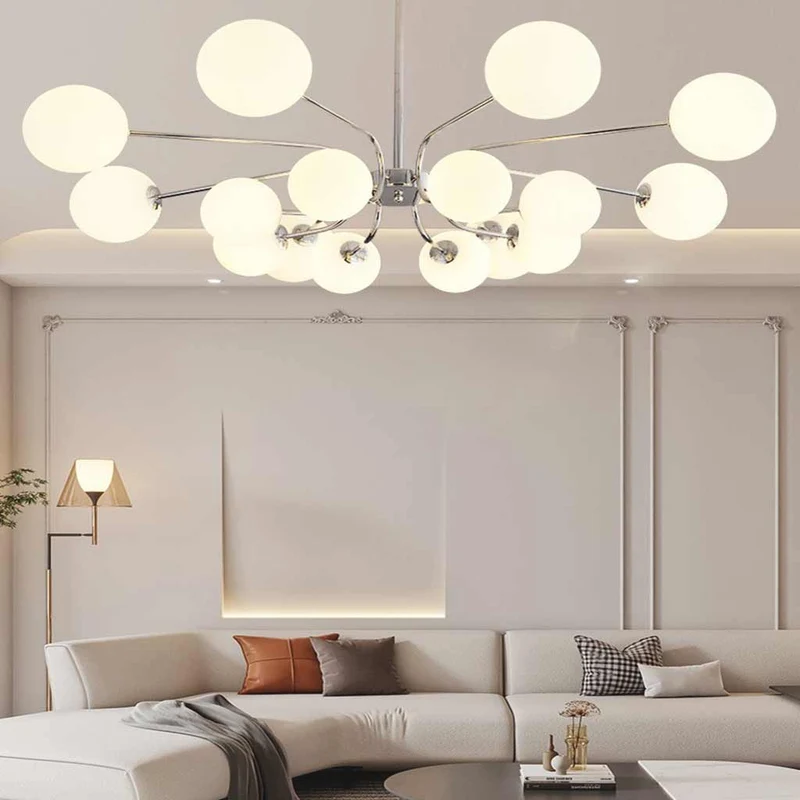 Glazen Bol Kroonluchter Nordic Modern IJzer Hanglamp Verstelbaar Licht Woonkamer Slaapkamer Eetkamer | Sansoti