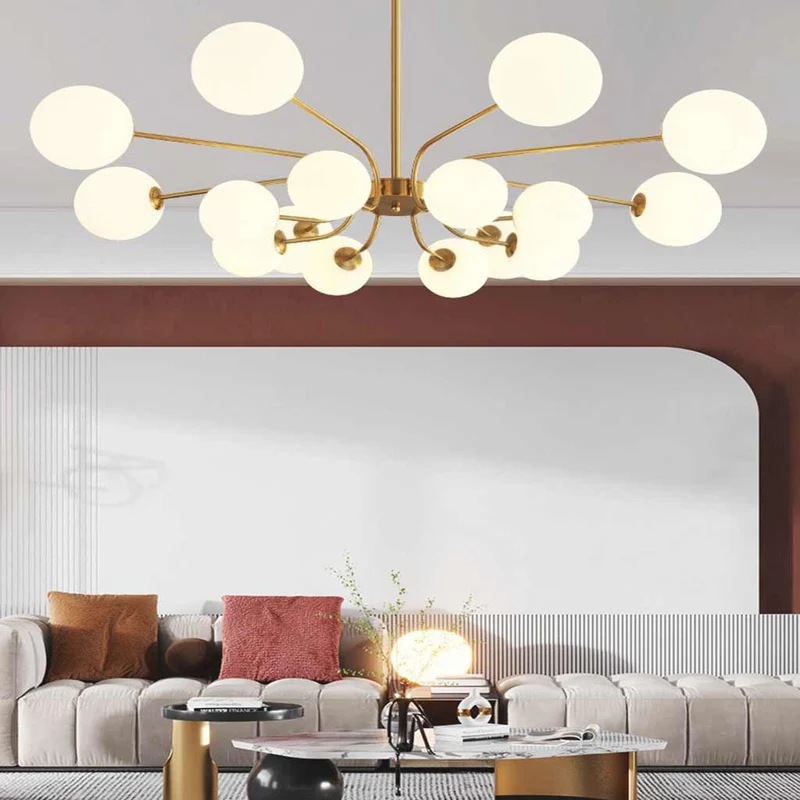 Glazen Bol Kroonluchter Nordic Modern IJzer Hanglamp Verstelbaar Licht Woonkamer Slaapkamer Eetkamer | Sansoti