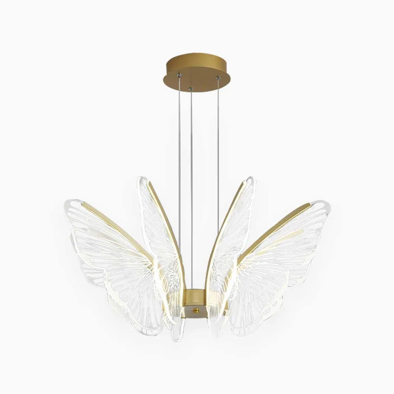 Kroonluchter Metaal Acryl Goud Dimbaar LED Blaadjes Vlinders Eetkamer Slaapkamer Woonruimte Hangverlichting | Sansoti