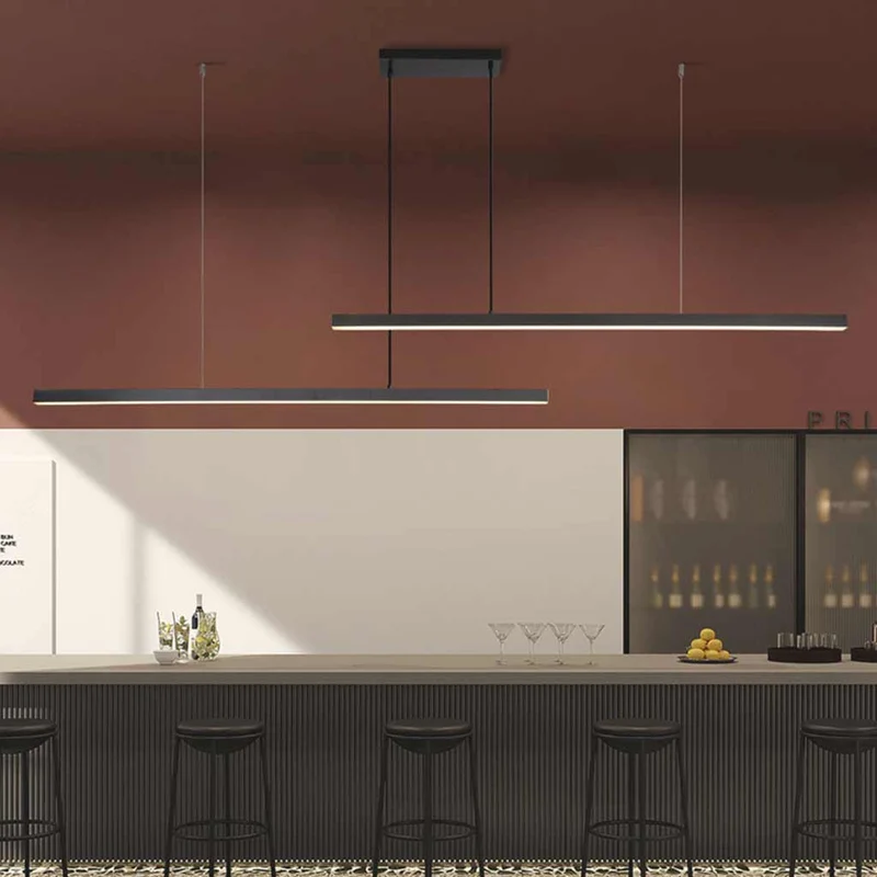 Pendant Light Brass Linear Dimmable LED, Black / Gold