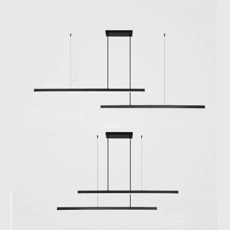 Pendant Light Brass Linear Dimmable LED, Black / Gold