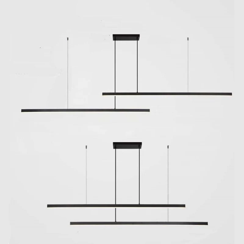 Pendant Light Brass Linear Dimmable LED, Black / Gold