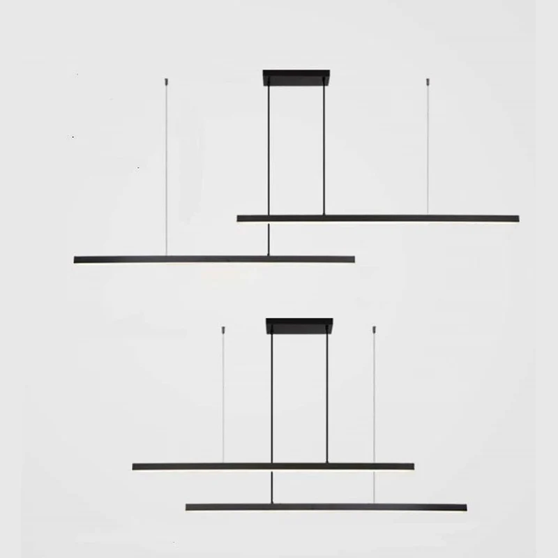 Pendant Light Brass Linear Dimmable LED, Black / Gold