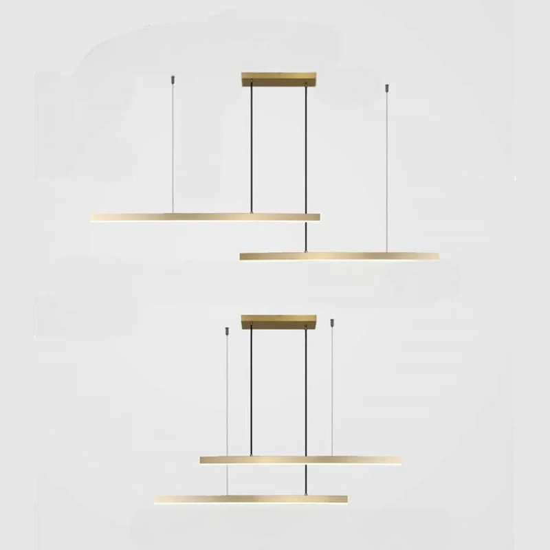 Pendant Light Brass Linear Dimmable LED, Black / Gold