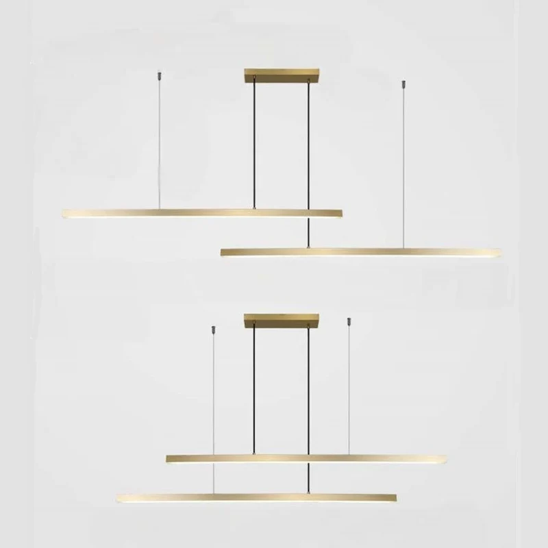 Pendant Light Brass Linear Dimmable LED, Black / Gold