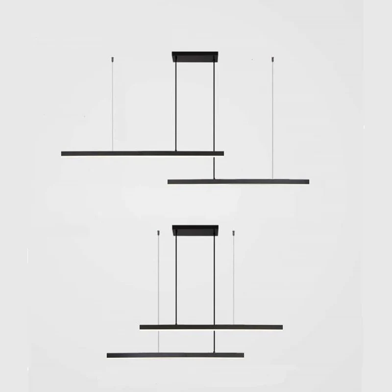 Pendant Light Brass Linear Dimmable LED, Black / Gold