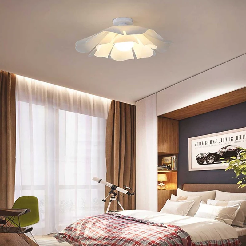 Plafondlamp Bloem Semi-Flush Acryl Wit Modern LED Verlichting Slaapkamer Woonkamer Scandinavisch Design | Sansoti