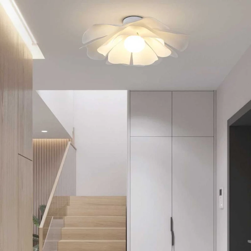 Plafondlamp Bloem Semi-Flush Acryl Wit Modern LED Verlichting Slaapkamer Woonkamer Scandinavisch Design | Sansoti