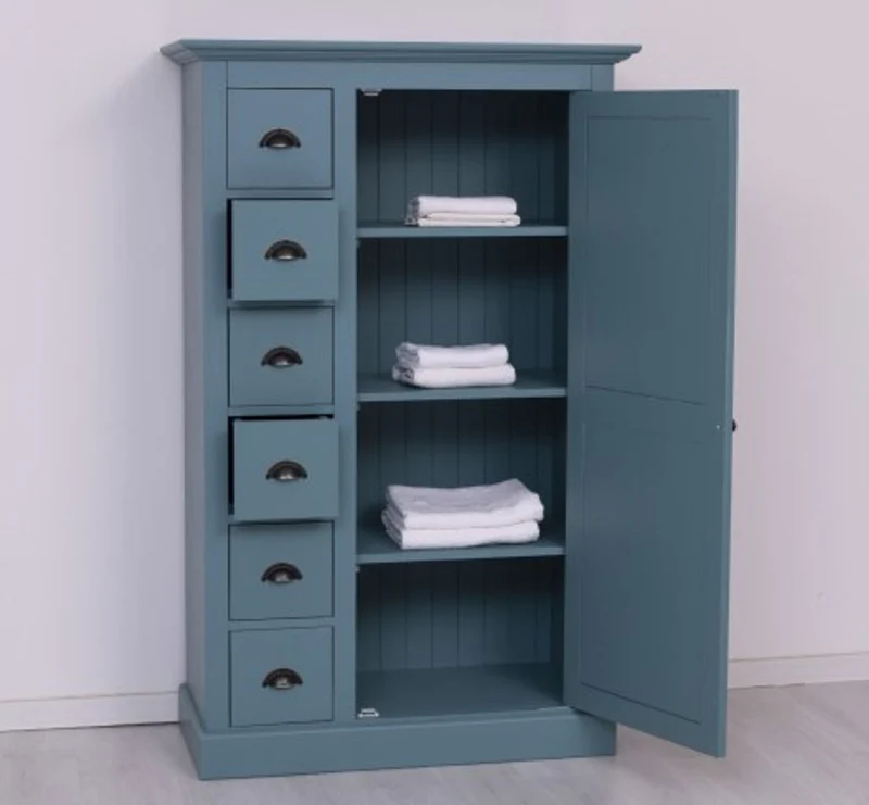 Casa Padrino Kleiderschrank im Landhausstil mit 1 Tür und 6 Schubladen, 101 x 49 x 160 cm