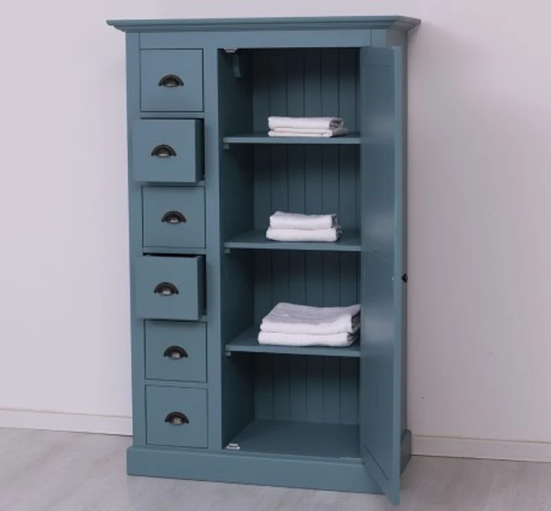 Casa Padrino Kleiderschrank im Landhausstil mit 1 Tür und 6 Schubladen, 101 x 49 x 160 cm