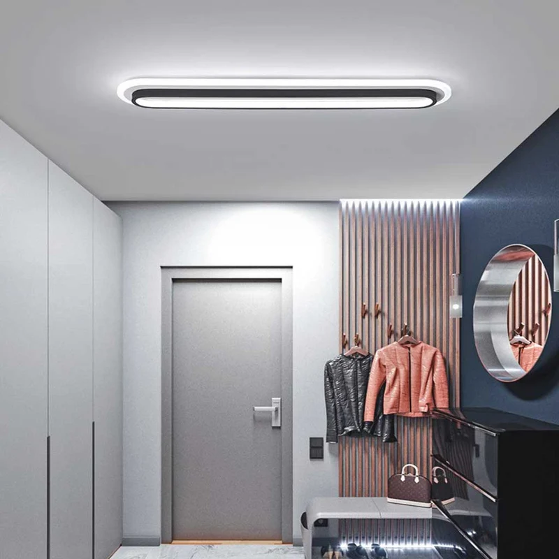 Ovale LED Plafondlamp Flush Mount Minimalistisch Design Zwart Wit voor Gang Entree Balkon Hal Woonruimte | Sansoti