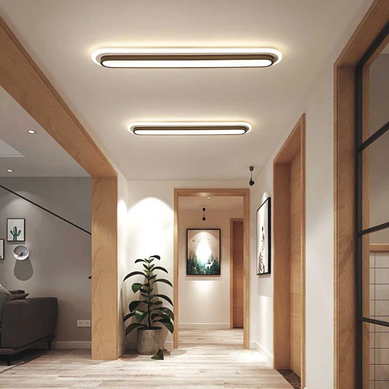 Ovale LED Plafondlamp Flush Mount Minimalistisch Design Zwart Wit voor Gang Entree Balkon Hal Woonruimte | Sansoti