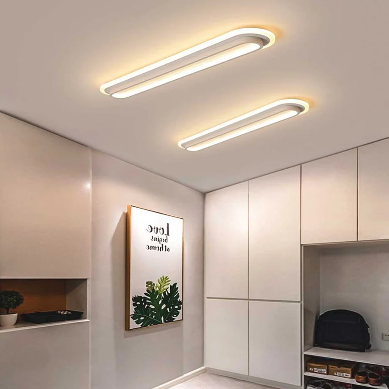 Ovale LED Plafondlamp Flush Mount Minimalistisch Design Zwart Wit voor Gang Entree Balkon Hal Woonruimte | Sansoti