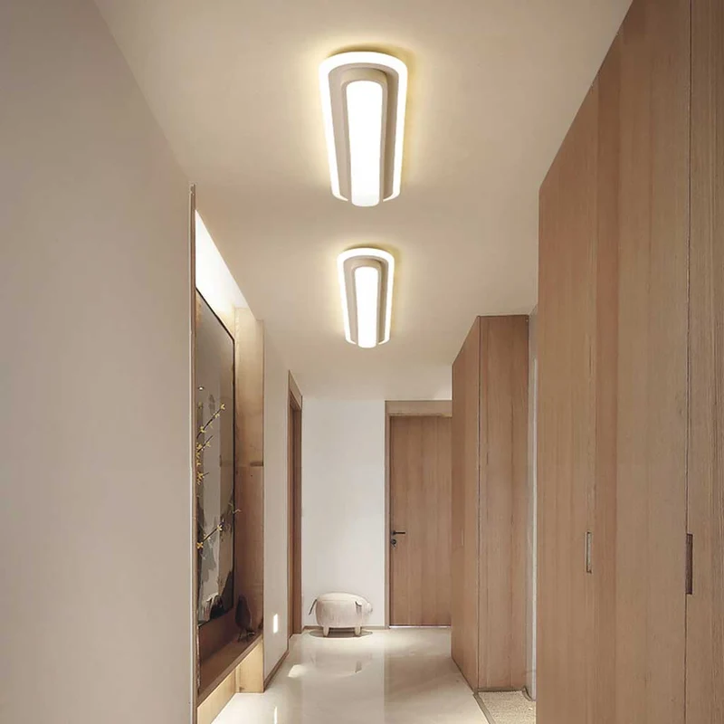 Ovale LED Plafondlamp Flush Mount Minimalistisch Design Zwart Wit voor Gang Entree Balkon Hal Woonruimte | Sansoti