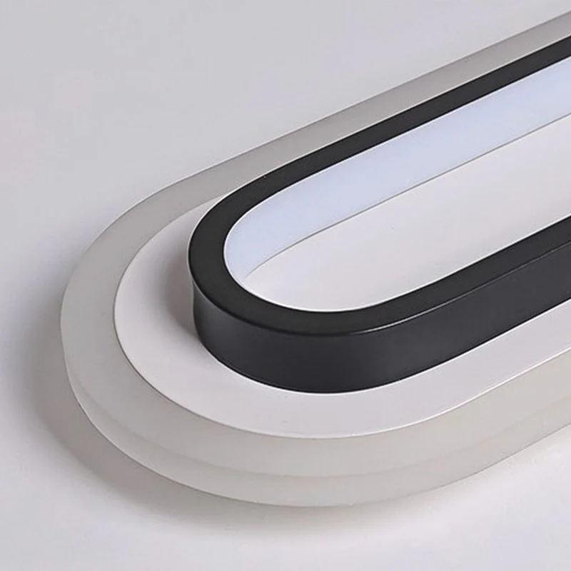 Ovale LED Plafondlamp Flush Mount Minimalistisch Design Zwart Wit voor Gang Entree Balkon Hal Woonruimte | Sansoti