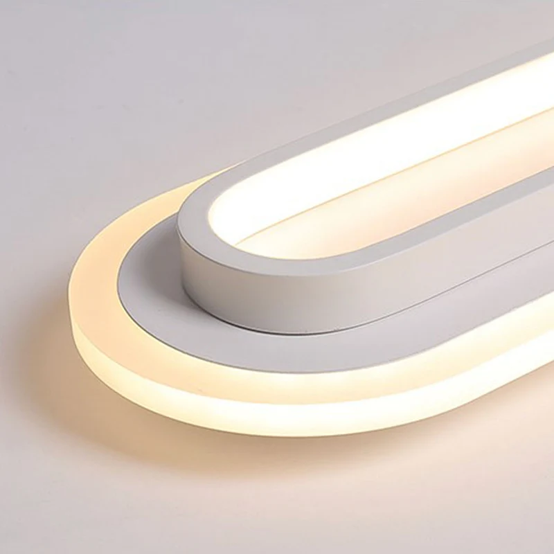 Ovale LED Plafondlamp Flush Mount Minimalistisch Design Zwart Wit voor Gang Entree Balkon Hal Woonruimte | Sansoti
