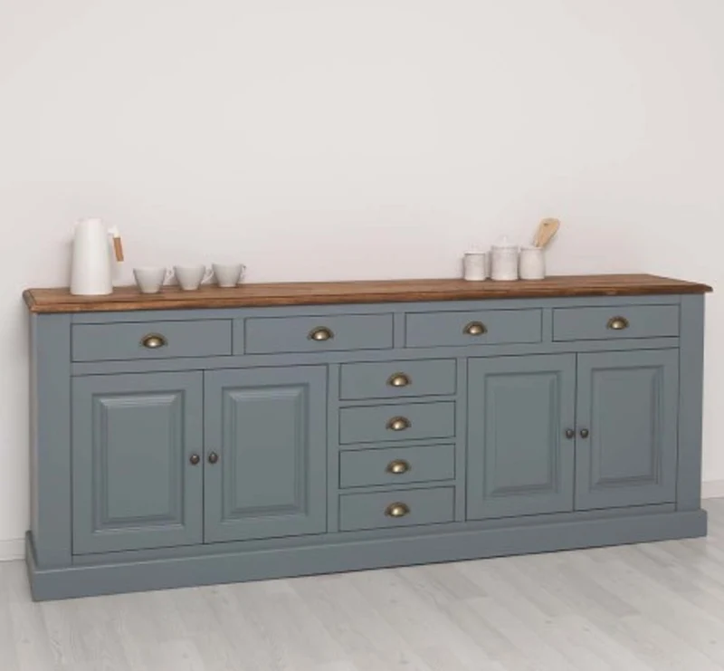 Casa Padrino Sideboard im Landhausstil mit 4 Türen, 8 Schubladen und Eichenholzplatte, 239 x 47 x 93 cm