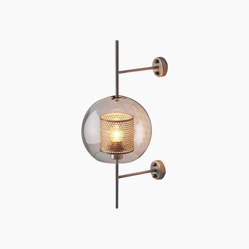 Wandlamp Glazen Cilinder met Geperforeerde Messing Kap Modern Design Warm Licht Sfeerverlichting Woonkamer | Sansoti