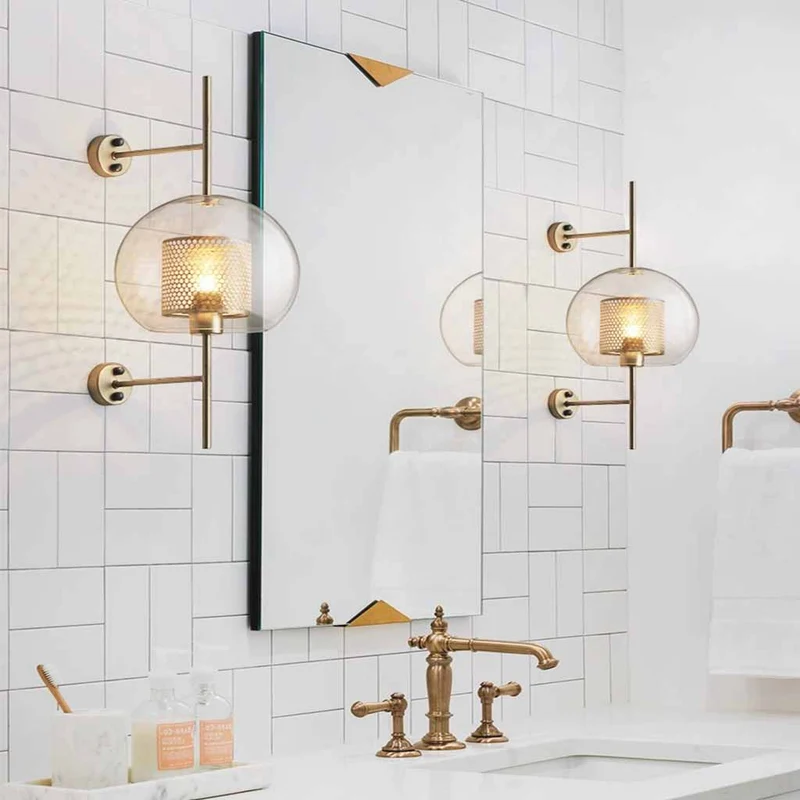Wandlamp Glazen Cilinder met Geperforeerde Messing Kap Modern Design Warm Licht Sfeerverlichting Woonkamer | Sansoti